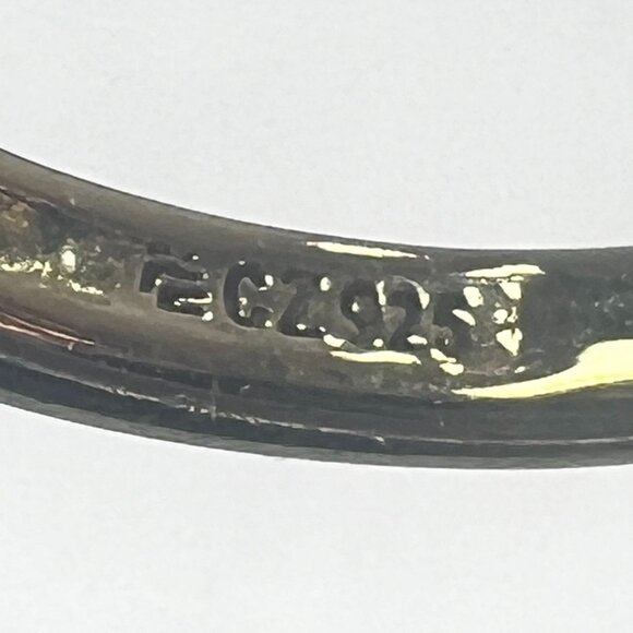 Engagement Ring Princess-Cut Cubic Zirconia Solitaire Vermeil Vietnam-Made sz 8 - Picture 7 of 11